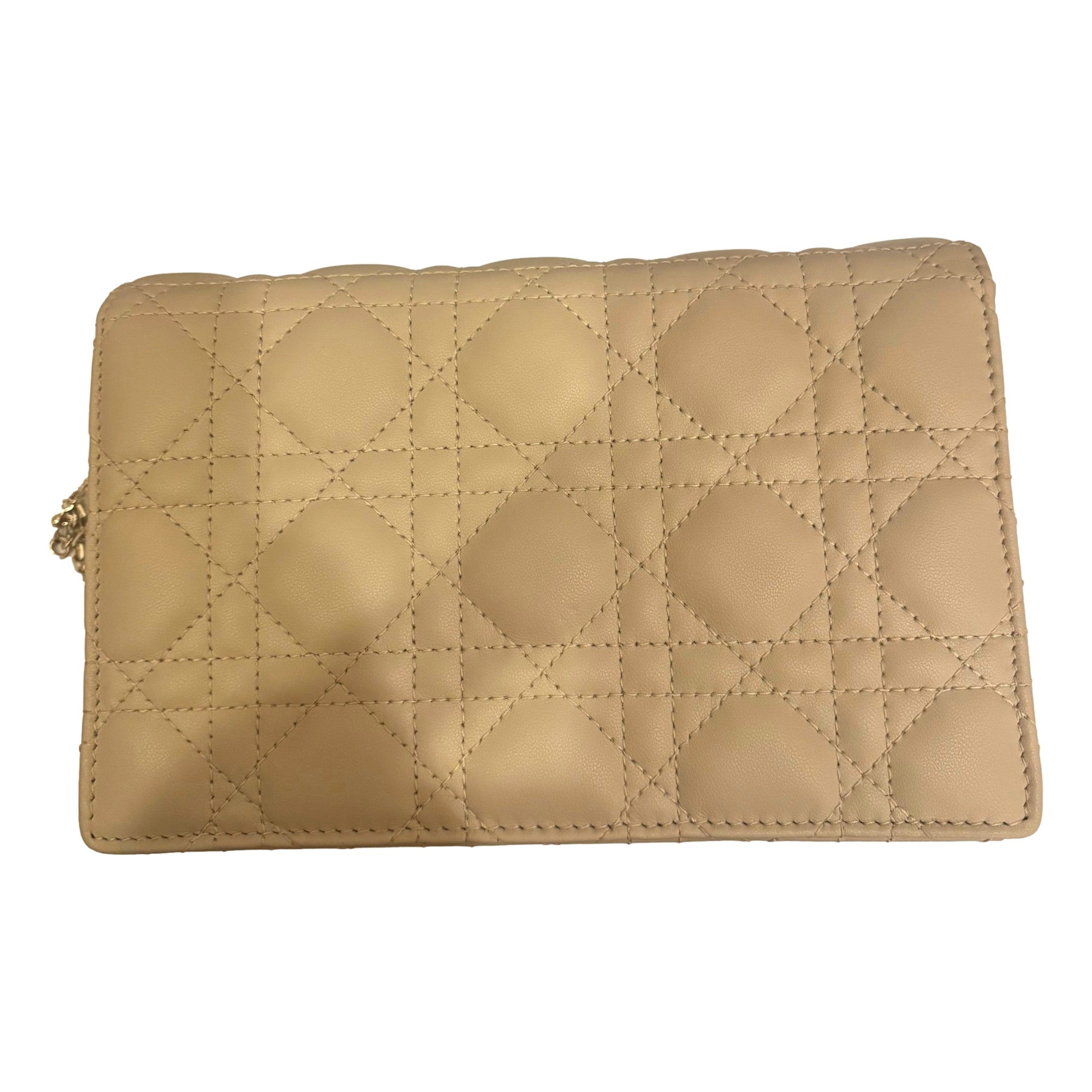 My Dior Daily Pouch: Elegant Beige Lambskin with Chain