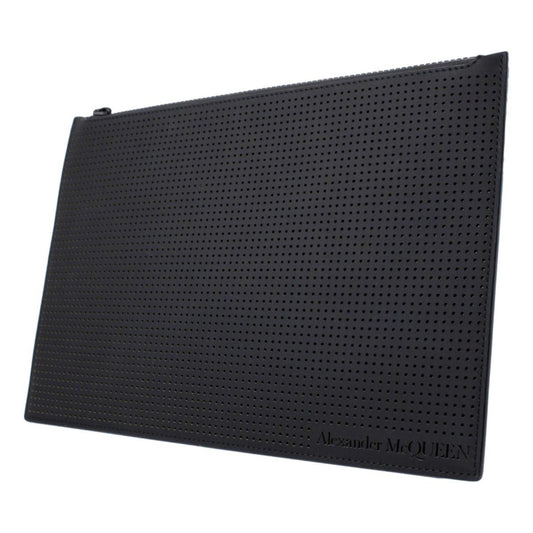 Alexander McQueen Black Leather Flat Pouch with Card Slots - Shop Bags LLC