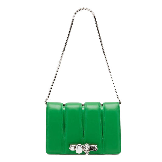 Alexander McQueen Clutch: The Slash Skull Ring Bag in Bright Green - Shop Bags LLC