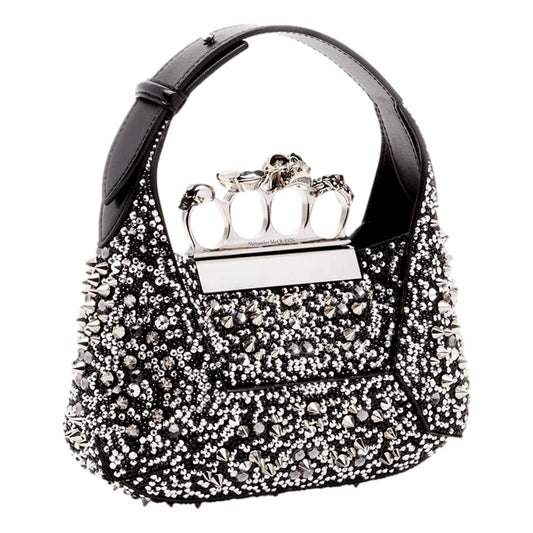 Alexander McQueen Crystal Skull Handle Handbag - Luxury Hobo Bag