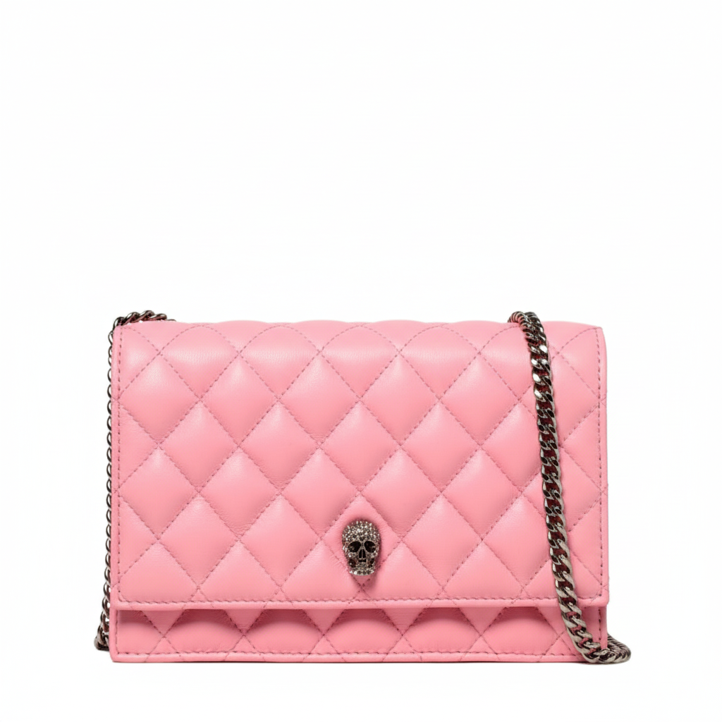 Alexander McQueen Quilted Skull Shoulder Bag - Pink Luxury Style - Shop Bags LLC