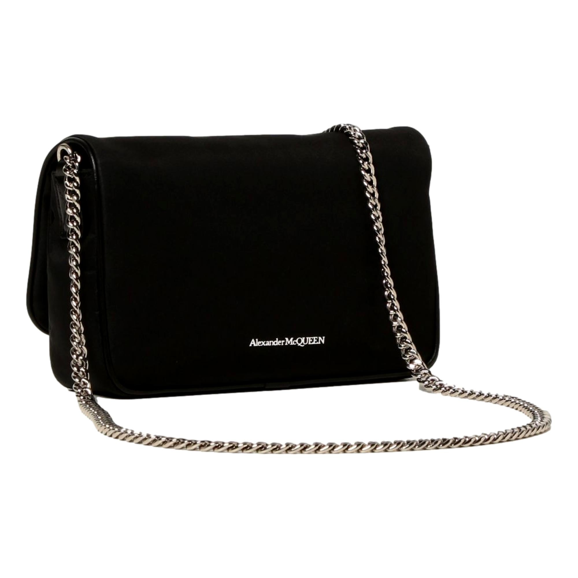 Alexander McQueen Small Black Nylon Skull Shoulder Bag -
