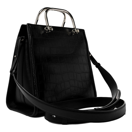 Alexander McQueen: The Short Story Black Croc Leather Satchel Bag -
