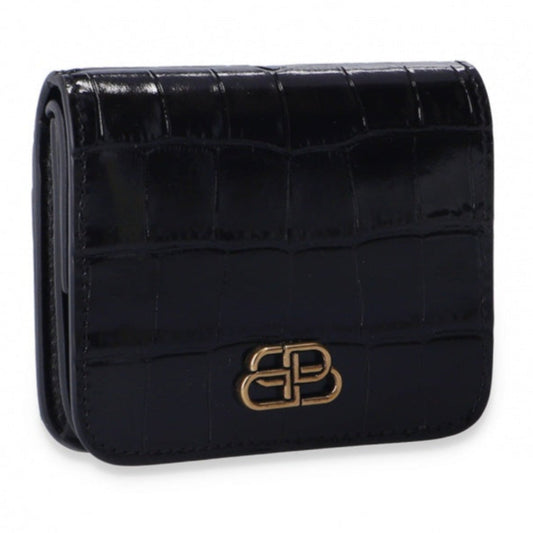 Balenciaga Black Wallet - Crocodile Embossed Luxury Wallet - Shop Bags LLC