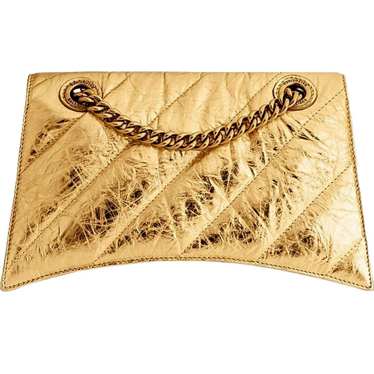 Balenciaga Crush Quilted Leather Mini Bag - Luxurious Metallic Gold - Shop Bags LLC