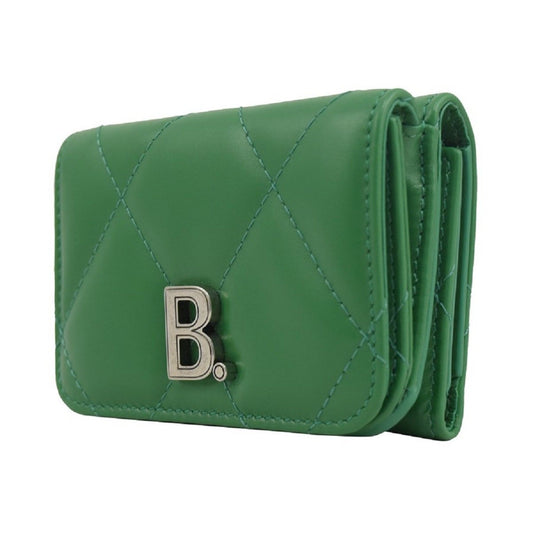 Balenciaga Leaf Green Quilted Nappa Leather Mini Wallet - Luxury Style - Shop Bags LLC