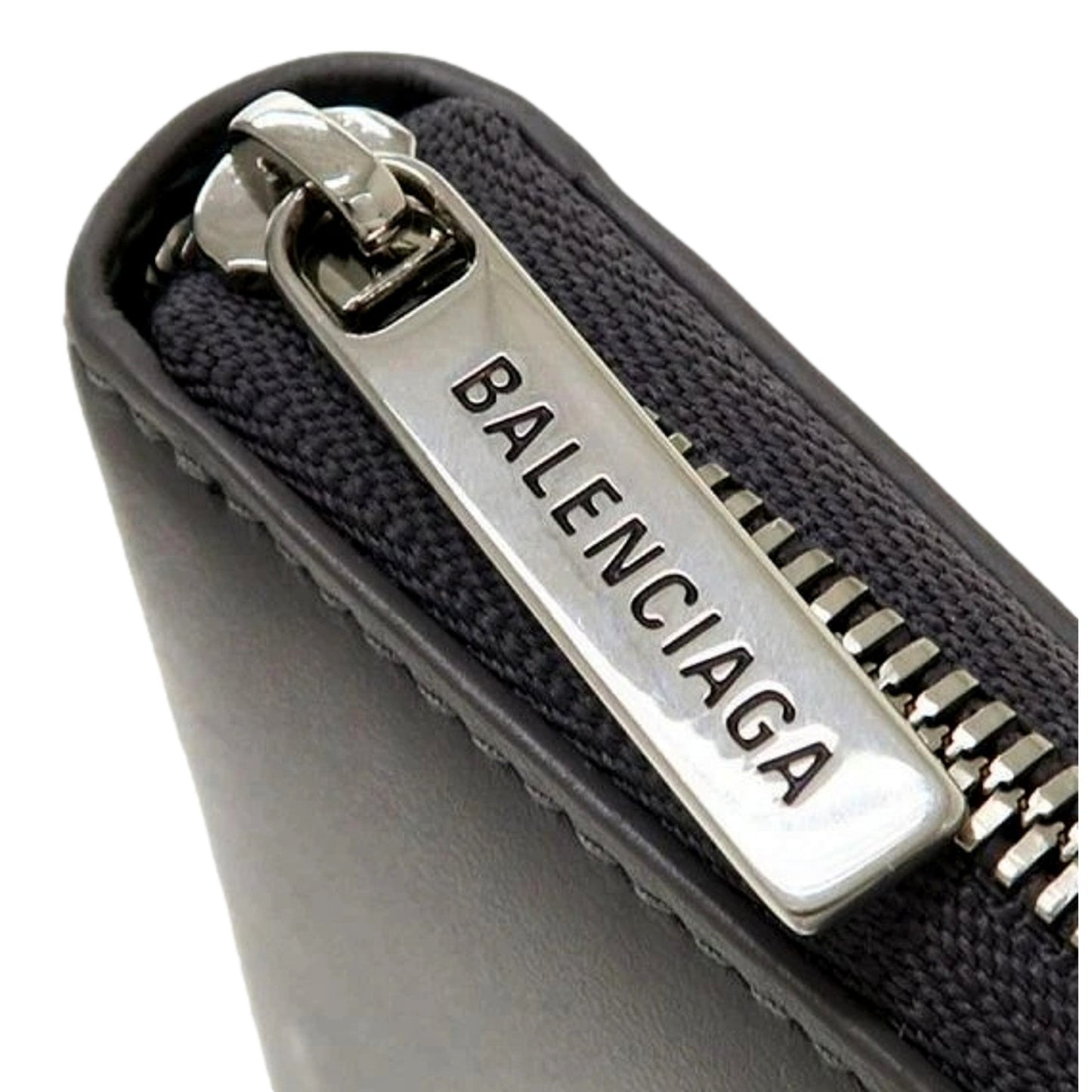 Balenciaga Leather Zip Around Coin Case Wallet - Elegant Gray Design - Shop Bags LLC