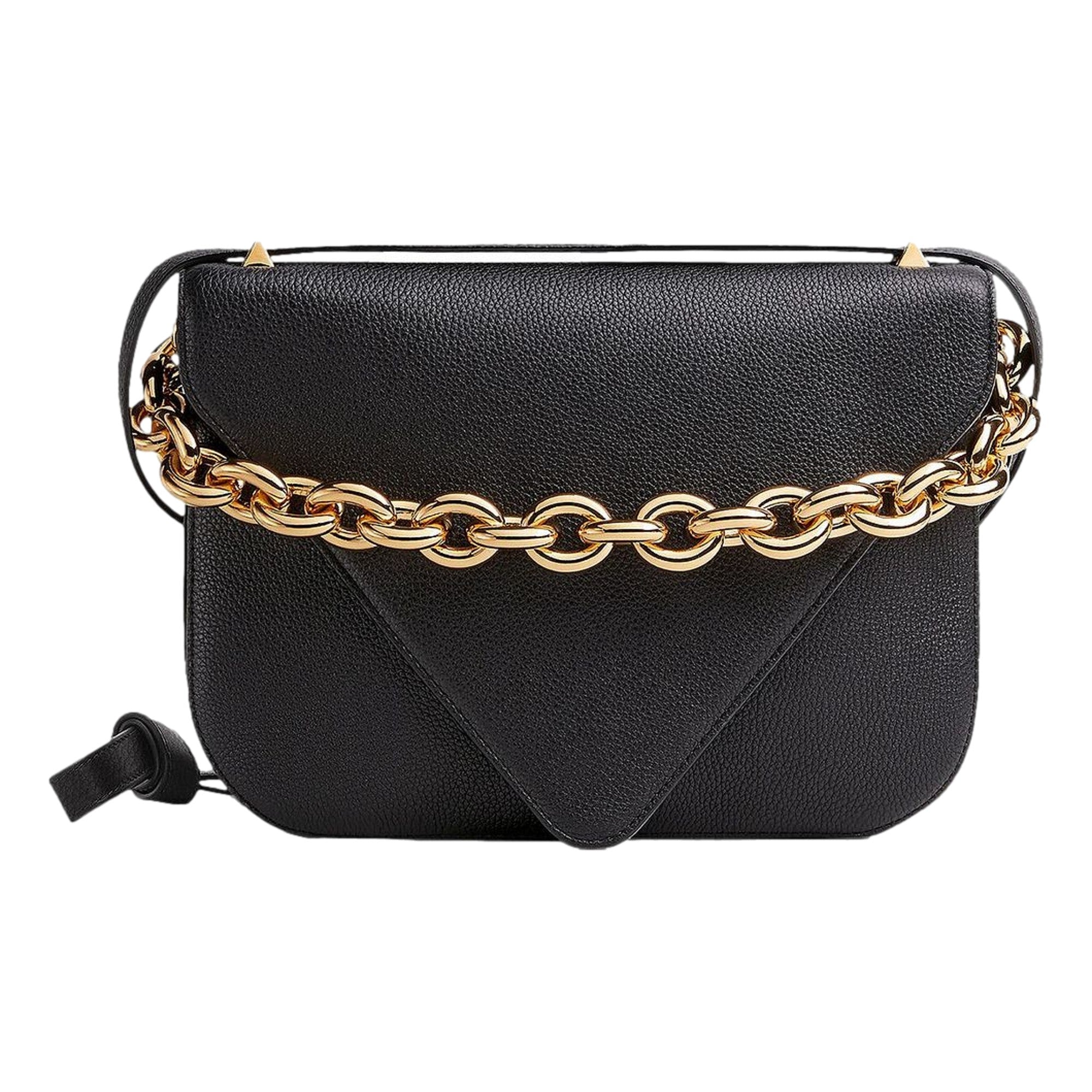 Bottega Veneta Shoulder Bag: Elegant Black & Gold Leather Purse