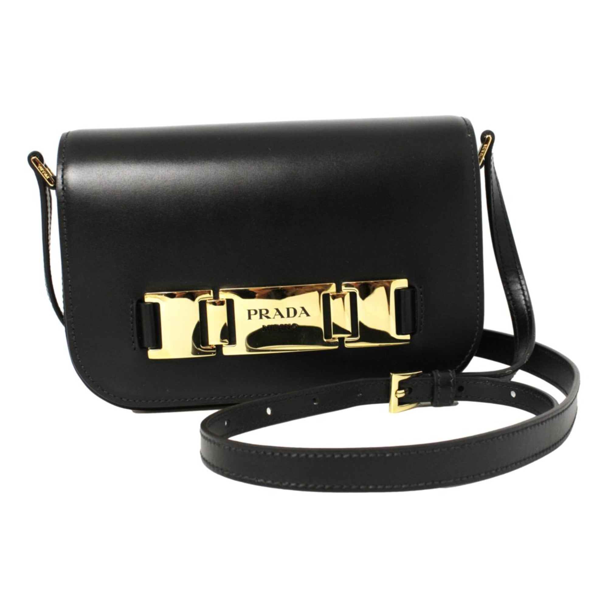 Elegant Crossbody Bag: Black Leather Bag by Prada - Shop Now -   Shop Bags LLC