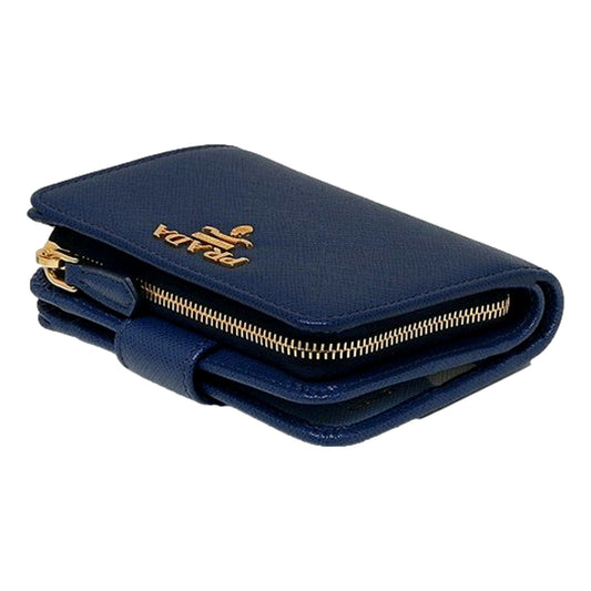 Elegant Prada Blue Wallet with Coin Pouch - Stylish & Compact - Shop Bags LLC