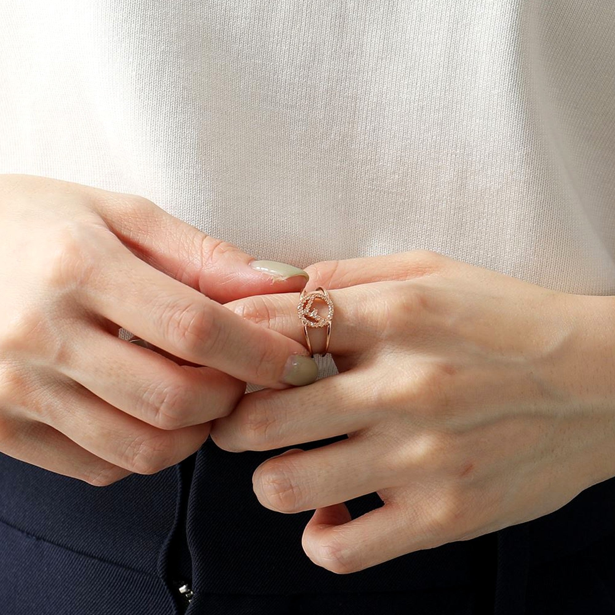 Fendi F is Fendi Circle Logo Crystal Ring - Elegance in Rose Gold -   Shop Bags