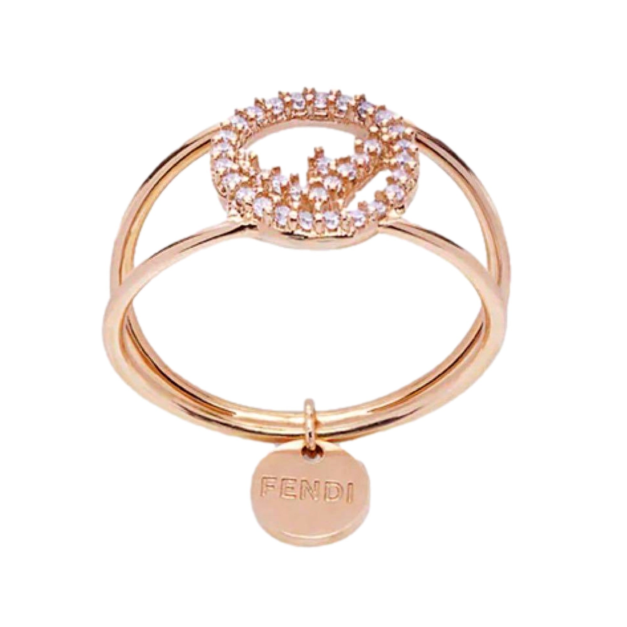 Fendi F is Fendi Circle Logo Crystal Ring - Elegance in Rose Gold -   Shop Bags