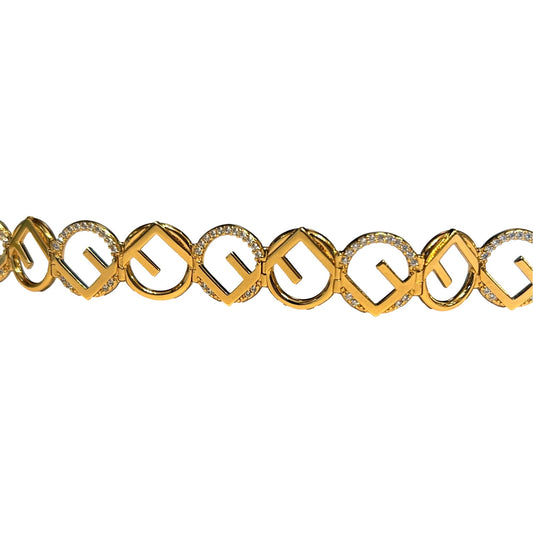 Fendi F is Fendi Logo Choker Necklace - Elegant Gold & Crystal Design - Shop Bags