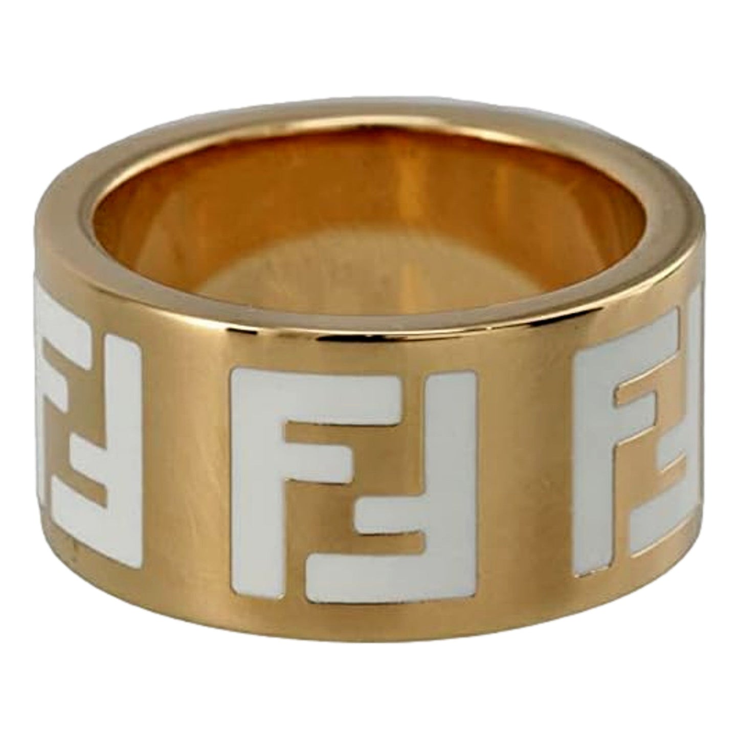 Fendi FF Forever Gold Tone Metal Ring - Elegant Italian Jewelry - Shop Bags LLC