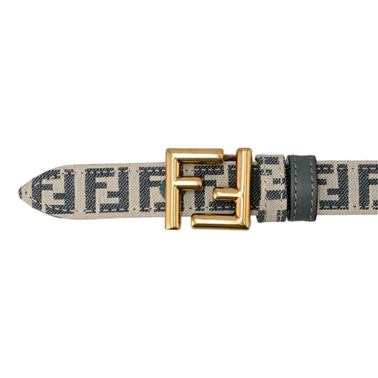 Fendi FF Reversible Denim Belt - Stylish Blue Canvas & Leather - Shop Bags LLC