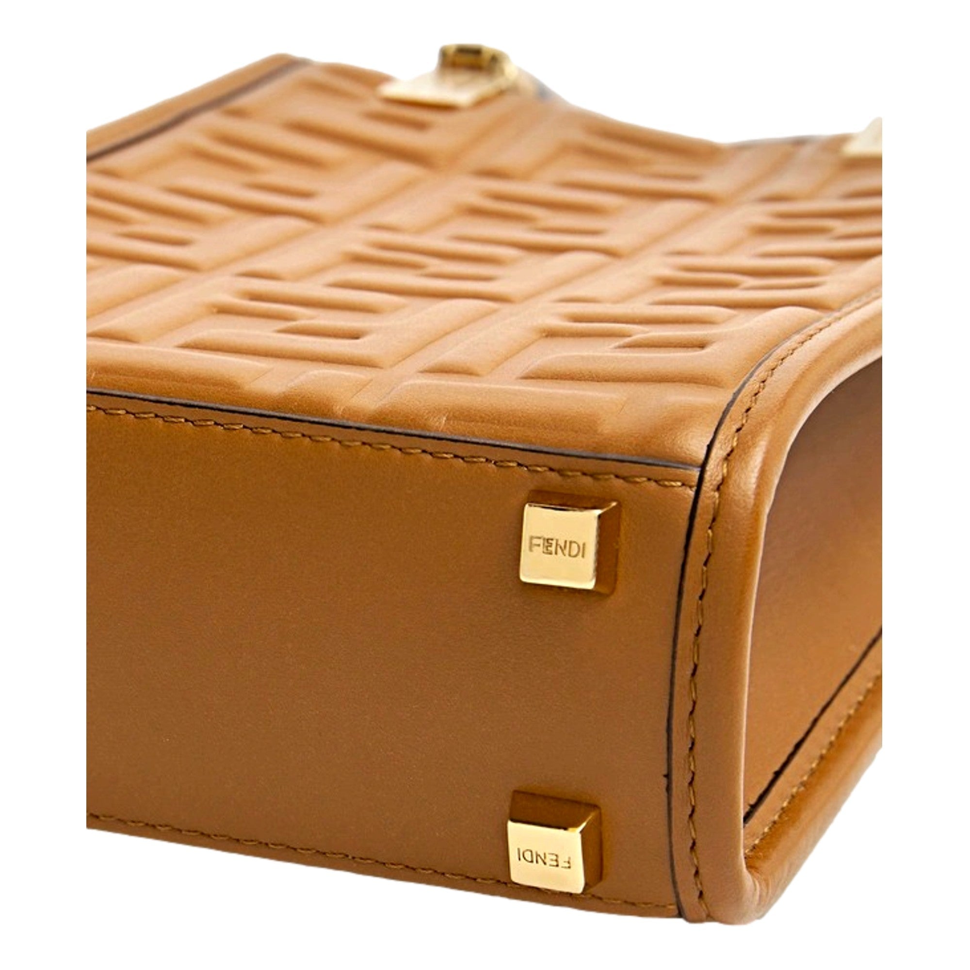 Fendi FF Zucca Leather Mini Sunshine Tote - Elegant Brown Crossbody -   Shop Bags LLC