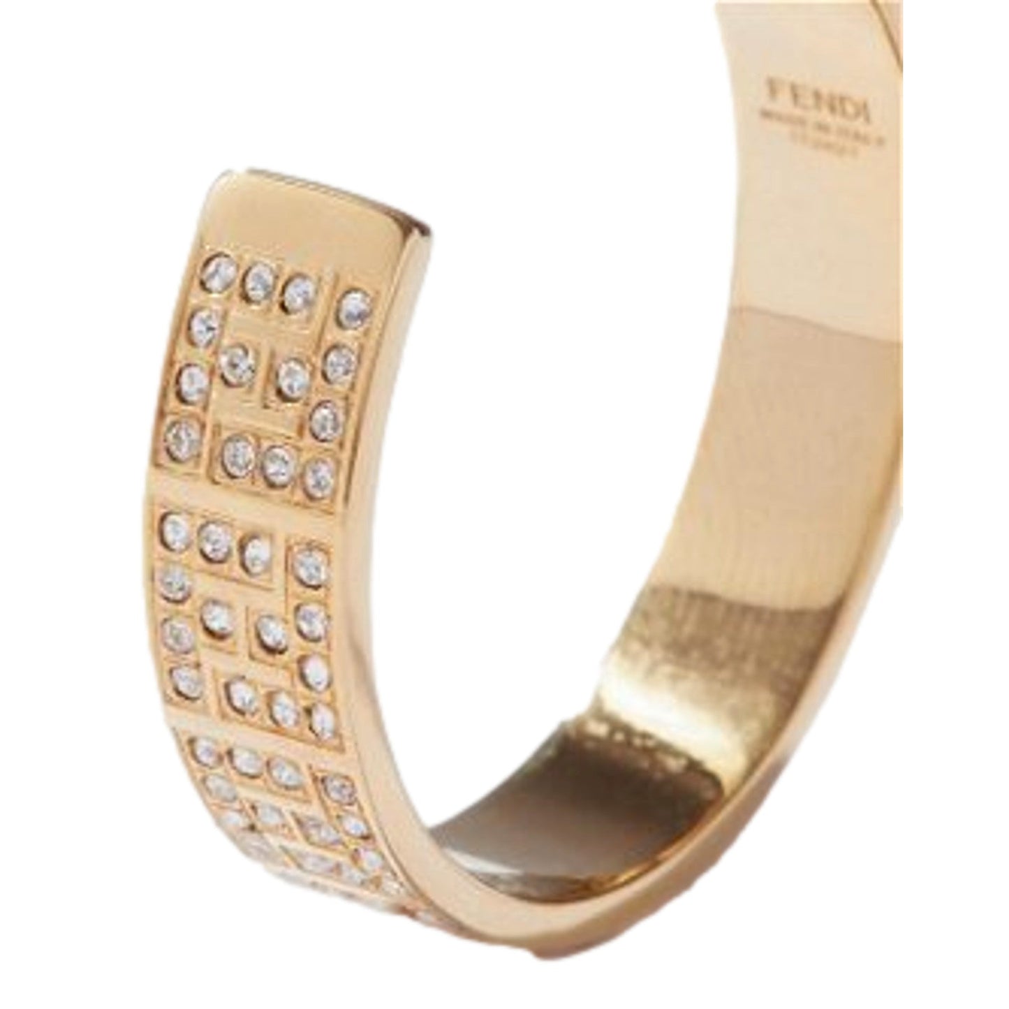 Fendi Gold Earrings: Crystal Embellished Hoops for Elegant Evenings - Shop Bags LLC
