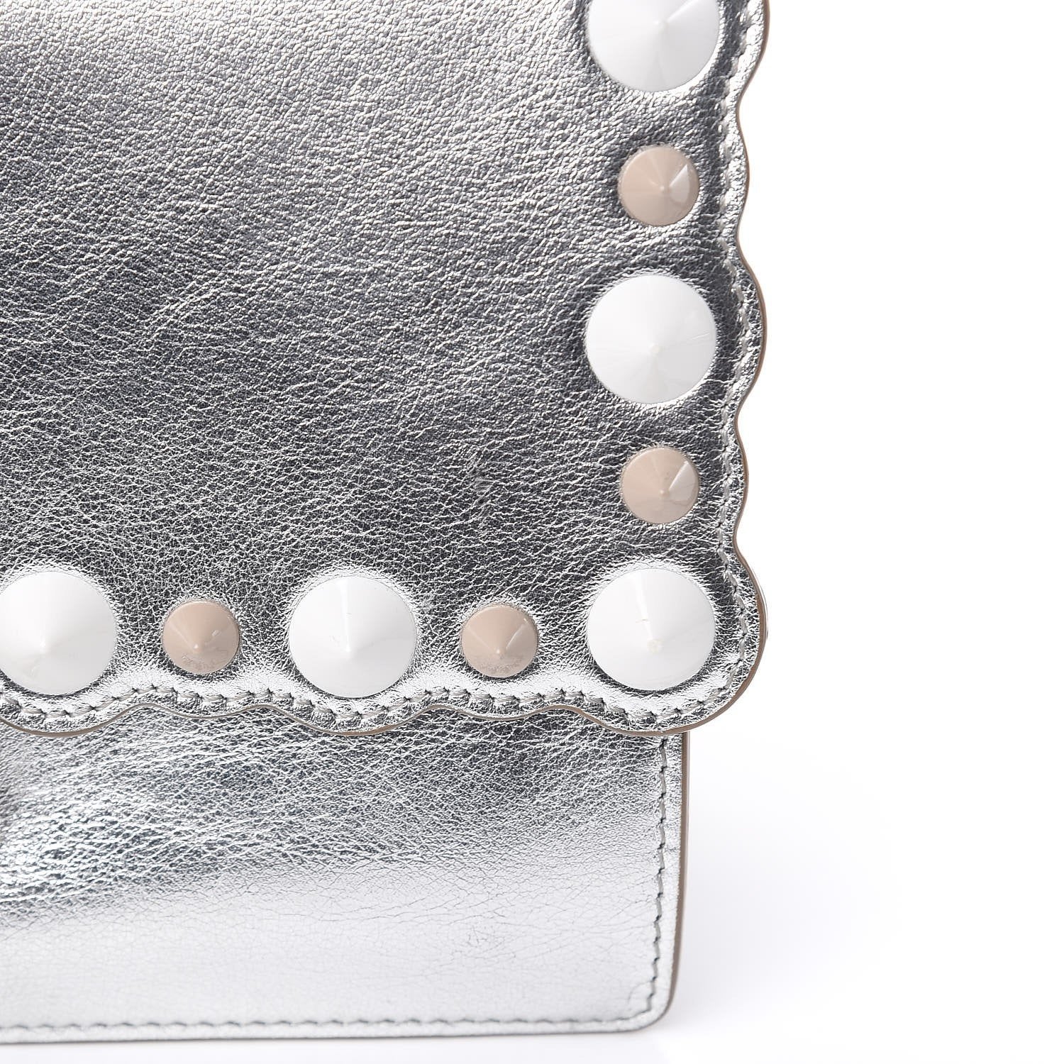 Fendi Kan I Metallic Silver Bag - Scalloped, Studded & Stylish -   Shop Bags LLC