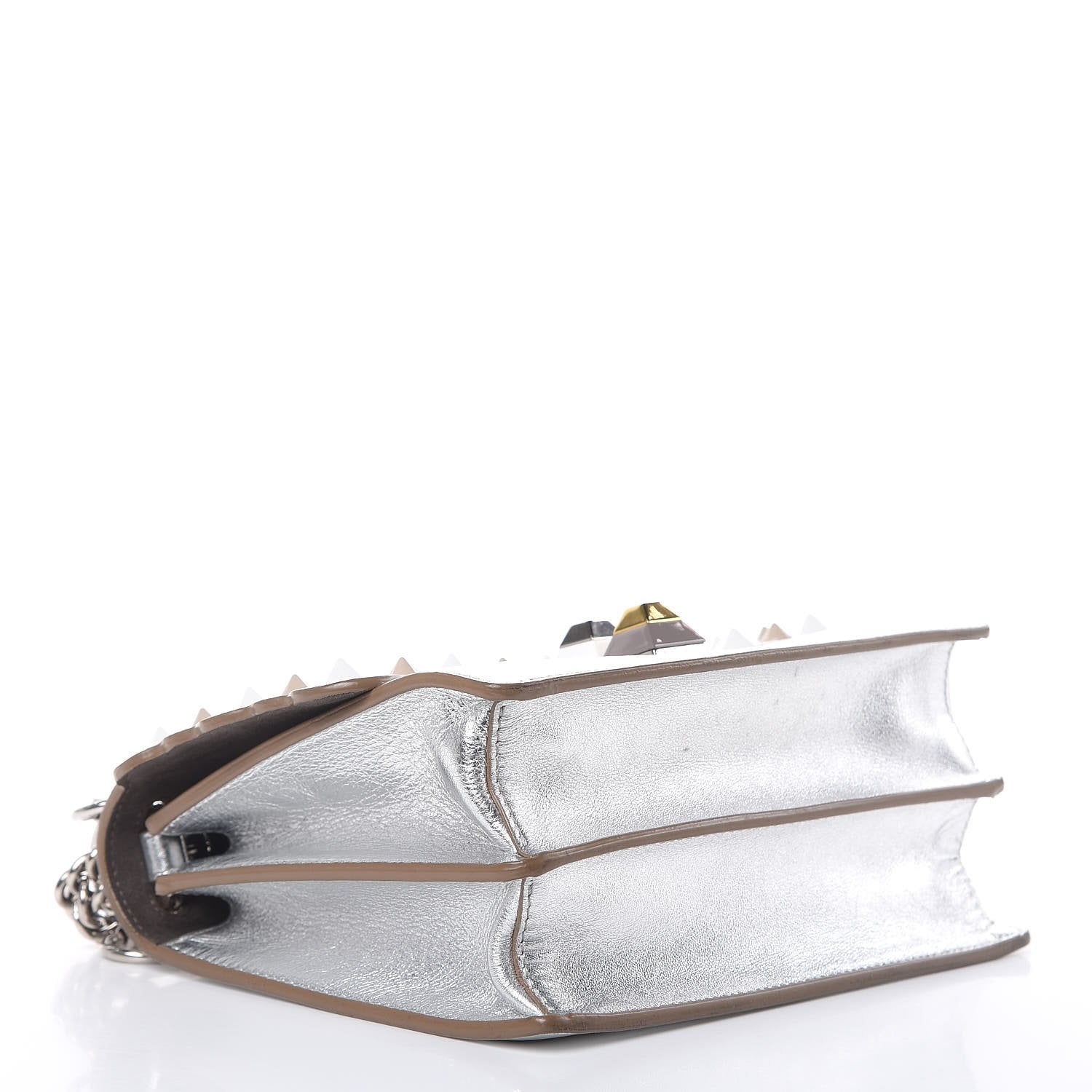 Fendi Kan I Metallic Silver Bag - Scalloped, Studded & Stylish -   Shop Bags LLC