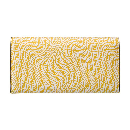 Fendi Leather Long Wallet - Elegant Yellow Vertigo Print Wallet - Shop Bags LLC
