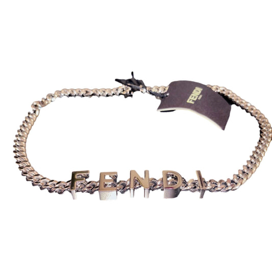 Fendi Lettering Silver Chain Statement Belt Size 65 - Shop Bags LLC