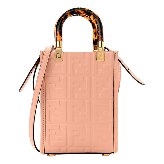 Fendi Mini Sunshine Shopper Tote - Baby Pink Leather Crossbody Bag - Shop Bags LLC