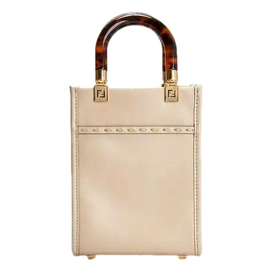 Fendi Nude Calfskin Snake Print Mini Sunshine Shopper Tote Crossbody Bag - Shop Bags LLC