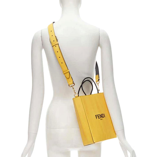 Fendi Roma 2Way Tote: Embossed Yellow Leather, Crossbody Style - Shop Bags