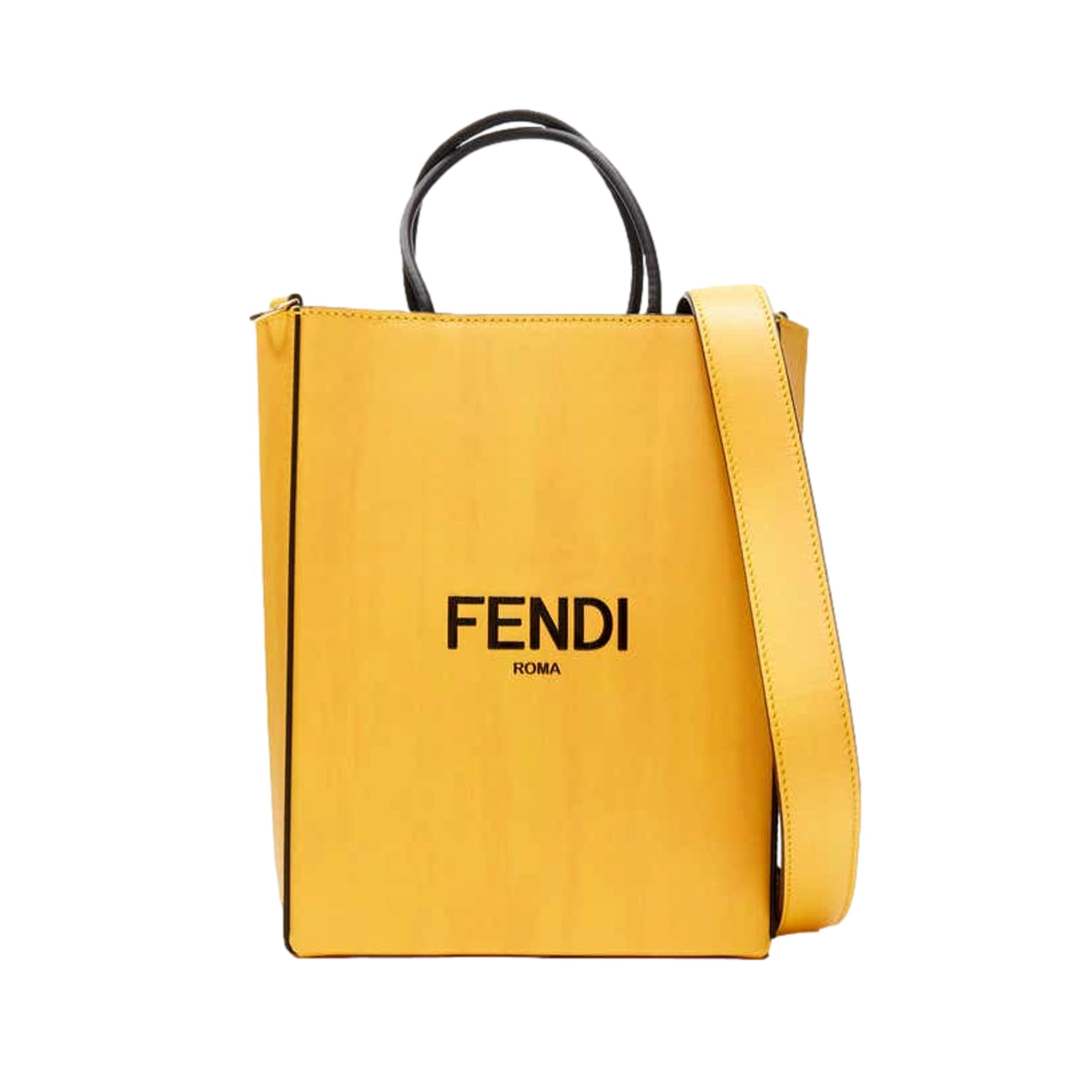 Fendi Roma 2Way Tote: Embossed Yellow Leather, Crossbody Style - Shop Bags