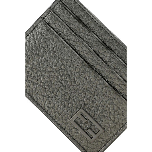 Fendi Wallet: Graphite Leather Card Case - Elegant & Unisex Choice - Shop Bags LLC