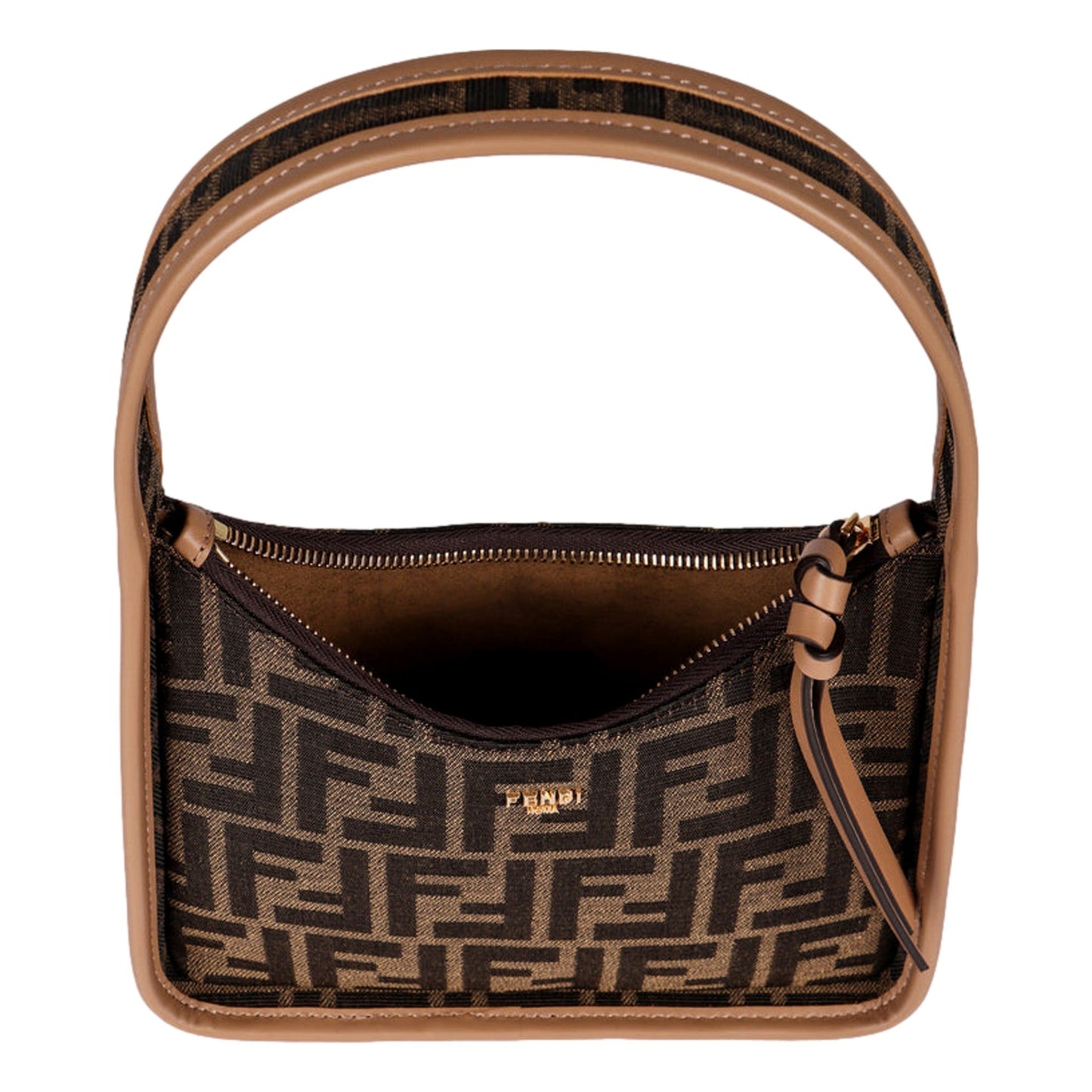 Fendi Zucca Brown Mini Shoulder Bag - Luxury Crescent Design - Shop Bags LLC