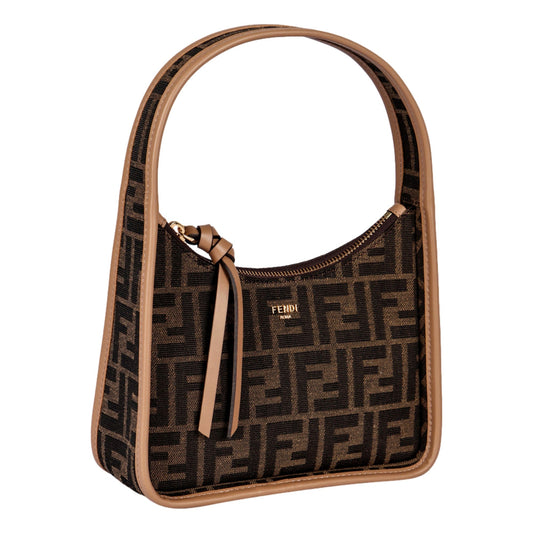 Fendi Zucca Brown Mini Shoulder Bag - Luxury Crescent Design - Shop Bags LLC