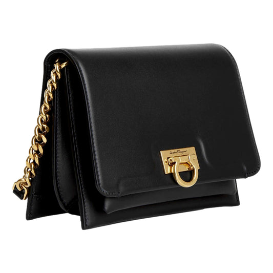 Ferragamo Trifolio Black Crossbody Bag - Elegance in Soft Leather - Shop Bags LLC