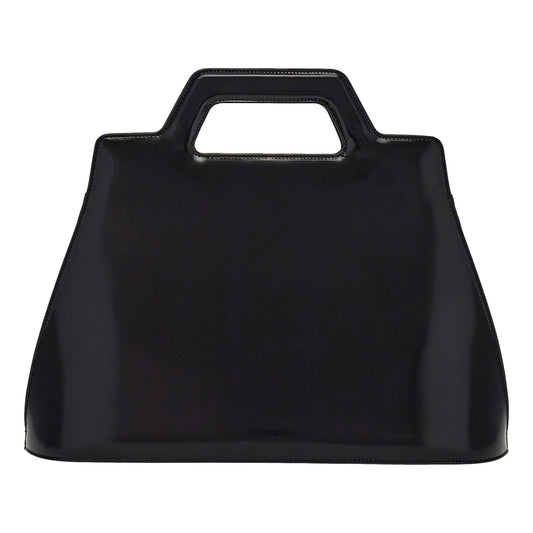 Ferragamo Wanda Black Patent Leather Top Handle Handbag - Shop Bags LLC