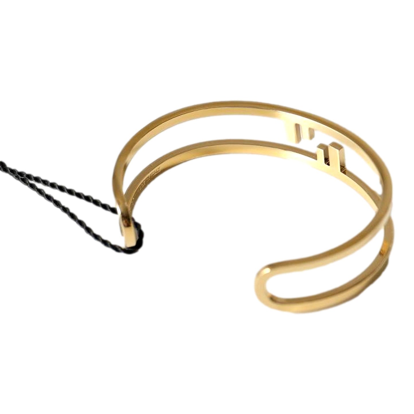 Gold Tone Metal Cuff Bracelet: Fendi FF O'Lock Luxury Design - Shop Bags LLC