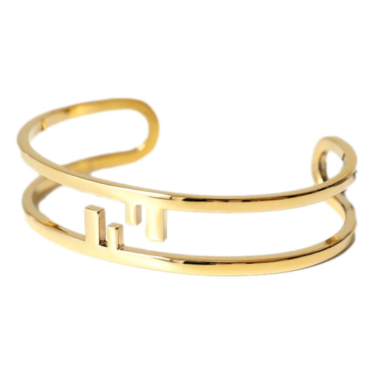 Gold Tone Metal Cuff Bracelet: Fendi FF O'Lock Luxury Design - Shop Bags LLC