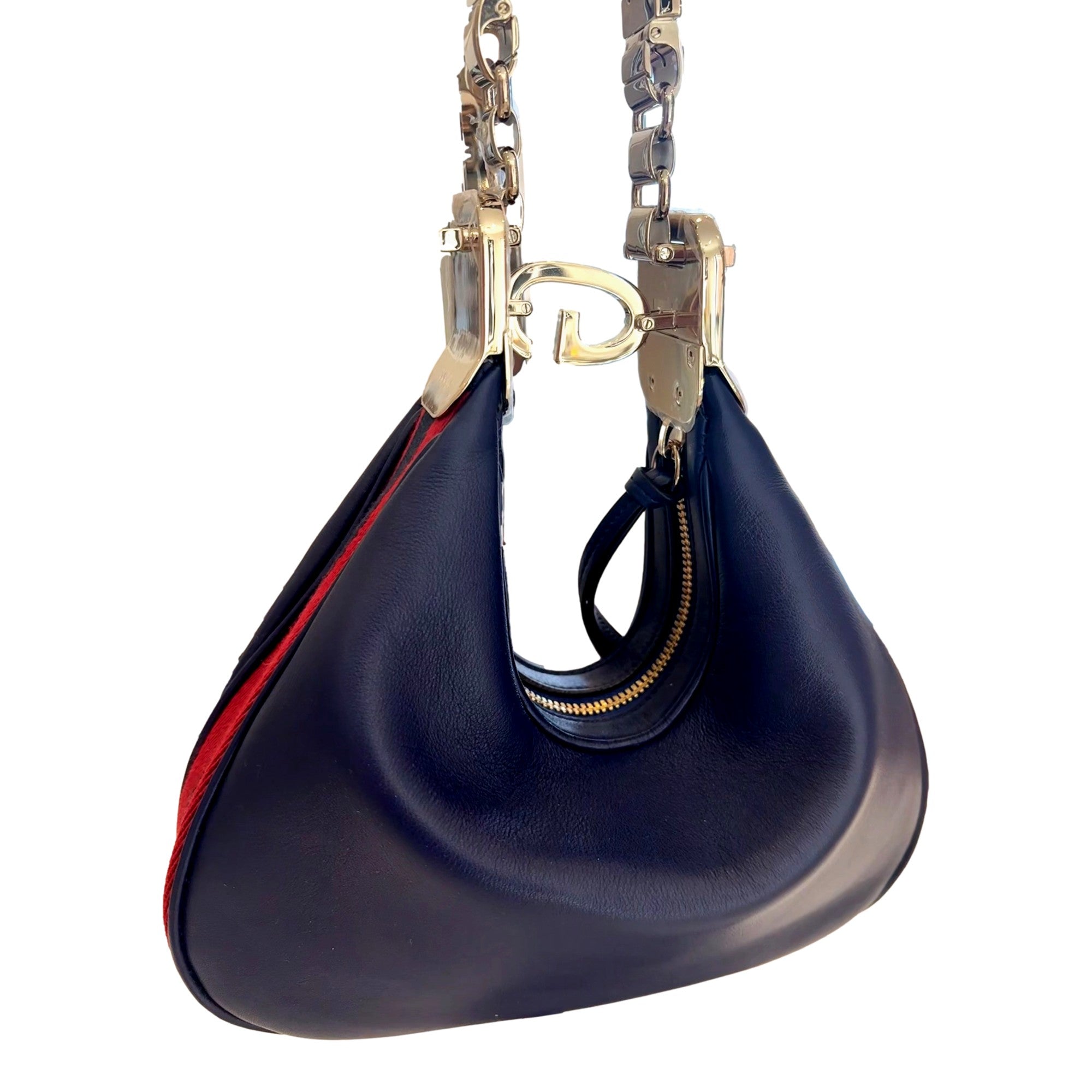 Gucci Attaché Navy Leather Bag - Elegant Shoulder & Crossbody -   Shop Bags LLC