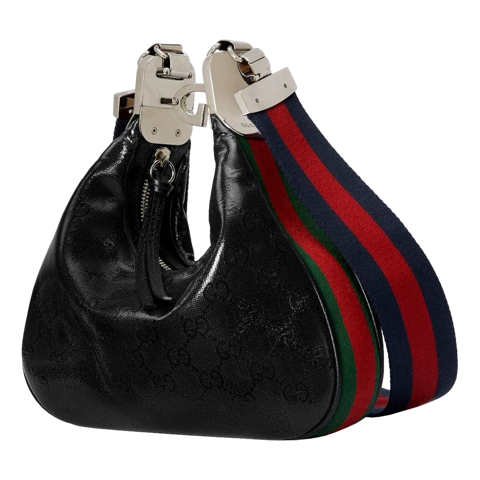 Gucci Attache Web Stripe Small Shoulder Bag Black Leather -   Shop Bags LLC