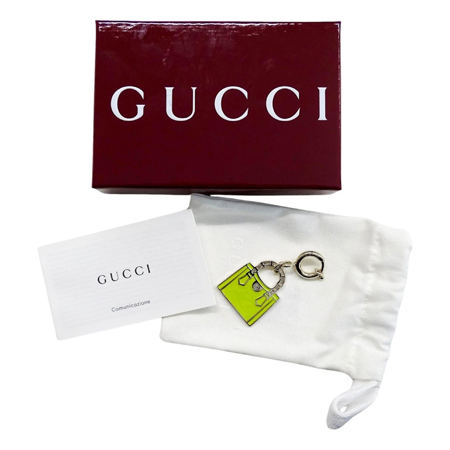 Gucci Bamboo Diana Metal Green Enamel Keychain Bag Charm - Shop Bags LLC