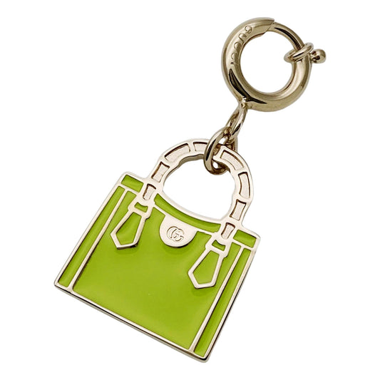 Gucci Bamboo Diana Metal Green Enamel Keychain Bag Charm - Shop Bags LLC