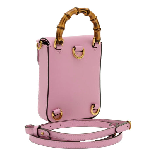 Gucci Bamboo Mini Handbag - Chic Pink Leather with Timeless Elegance - Shop Bags LLC