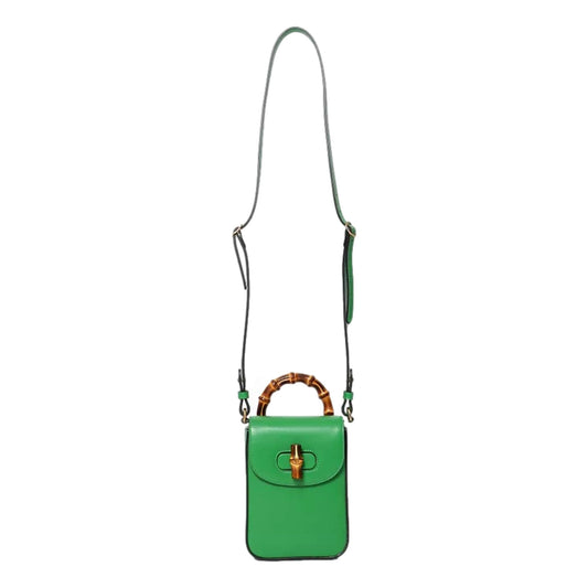 Gucci Bamboo Mini Handbag - Green Leather, Versatile Style & Elegance - Shop Bags LLC