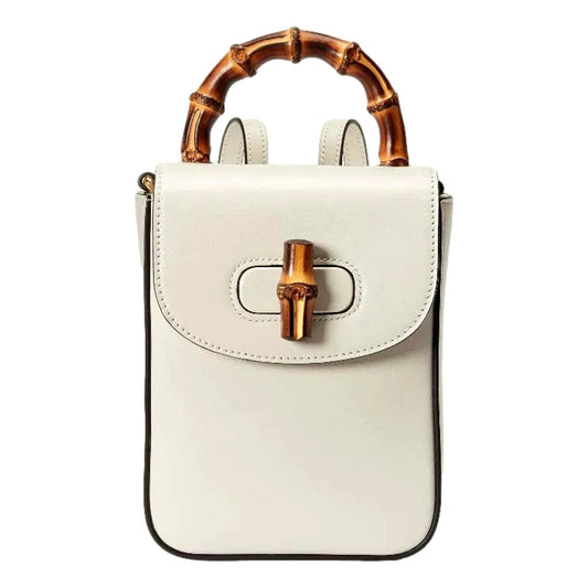 Gucci Bamboo Mini Handbag - Timeless Cream Leather Elegance - Shop Bags LLC