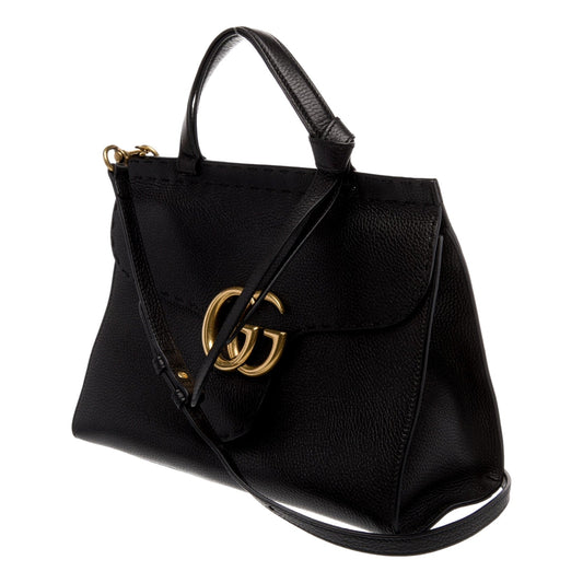 Gucci GG Marmont Black Calfskin Top Handle Satchel Handbag Handbags - Shop Bags LLC