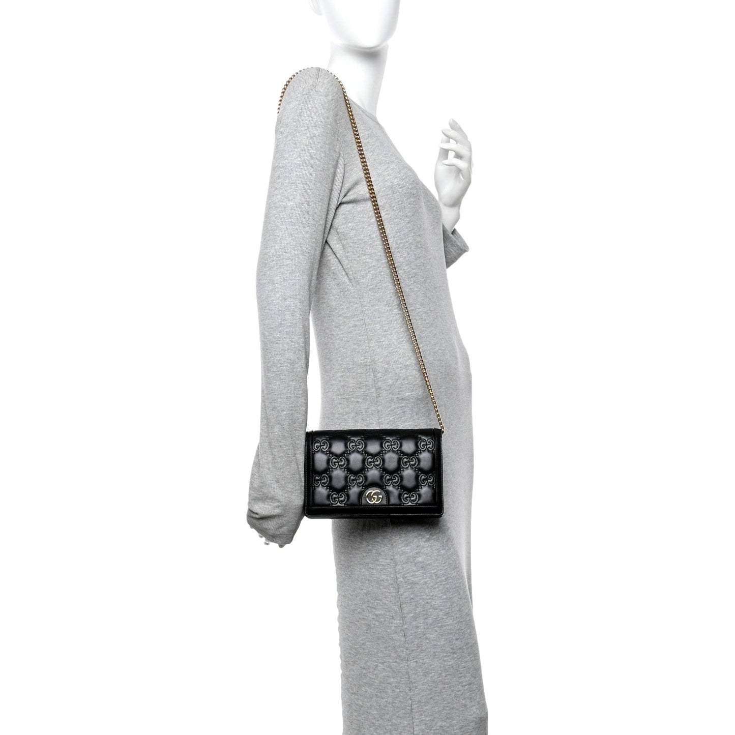 Gucci GG Matelasse Chain Wallet - Luxury Black Shoulder Bag - Shop Bags LLC
