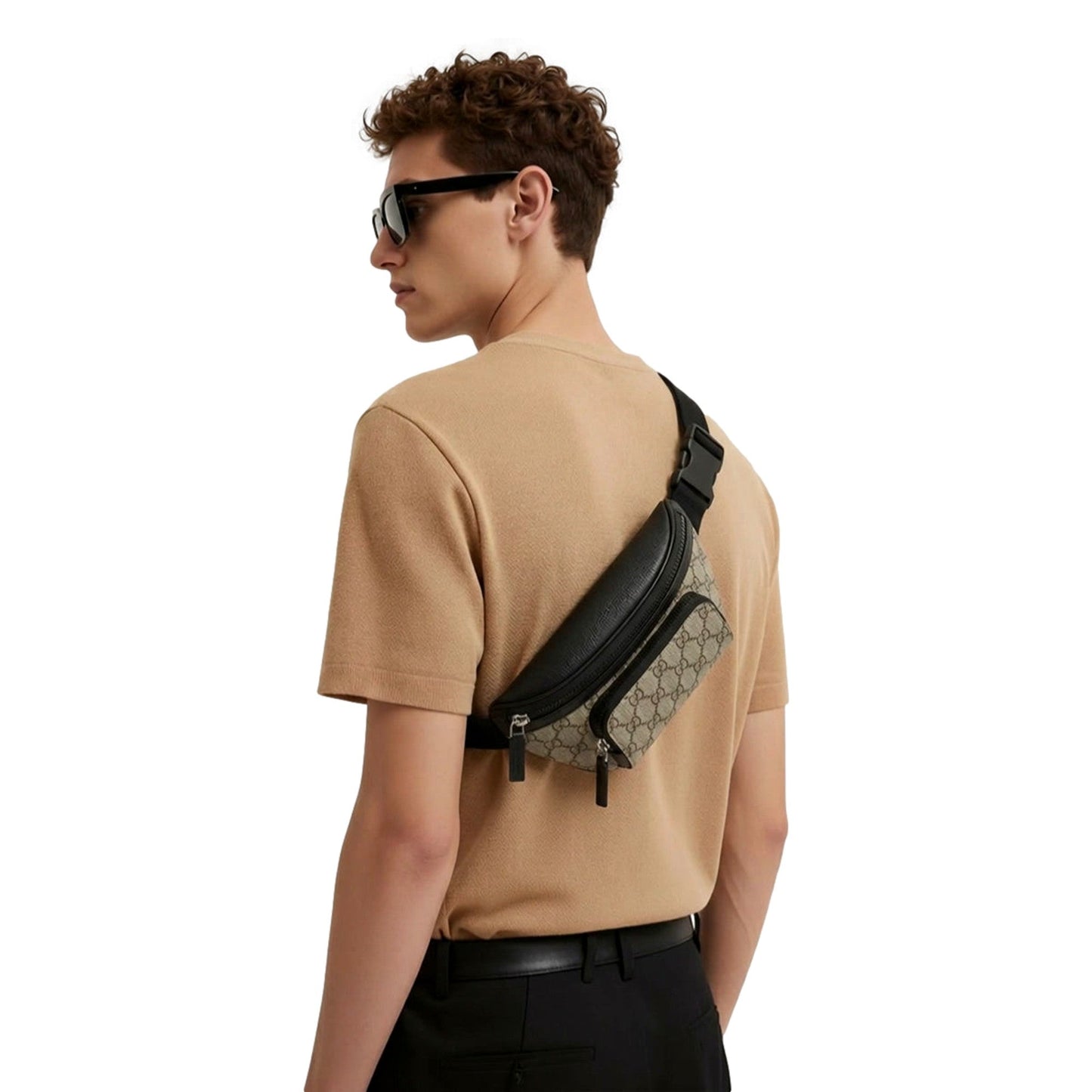Gucci GG Supreme Canvas Belt Bag Beige Black Unisex Waist Bag - Shop Bags LLC