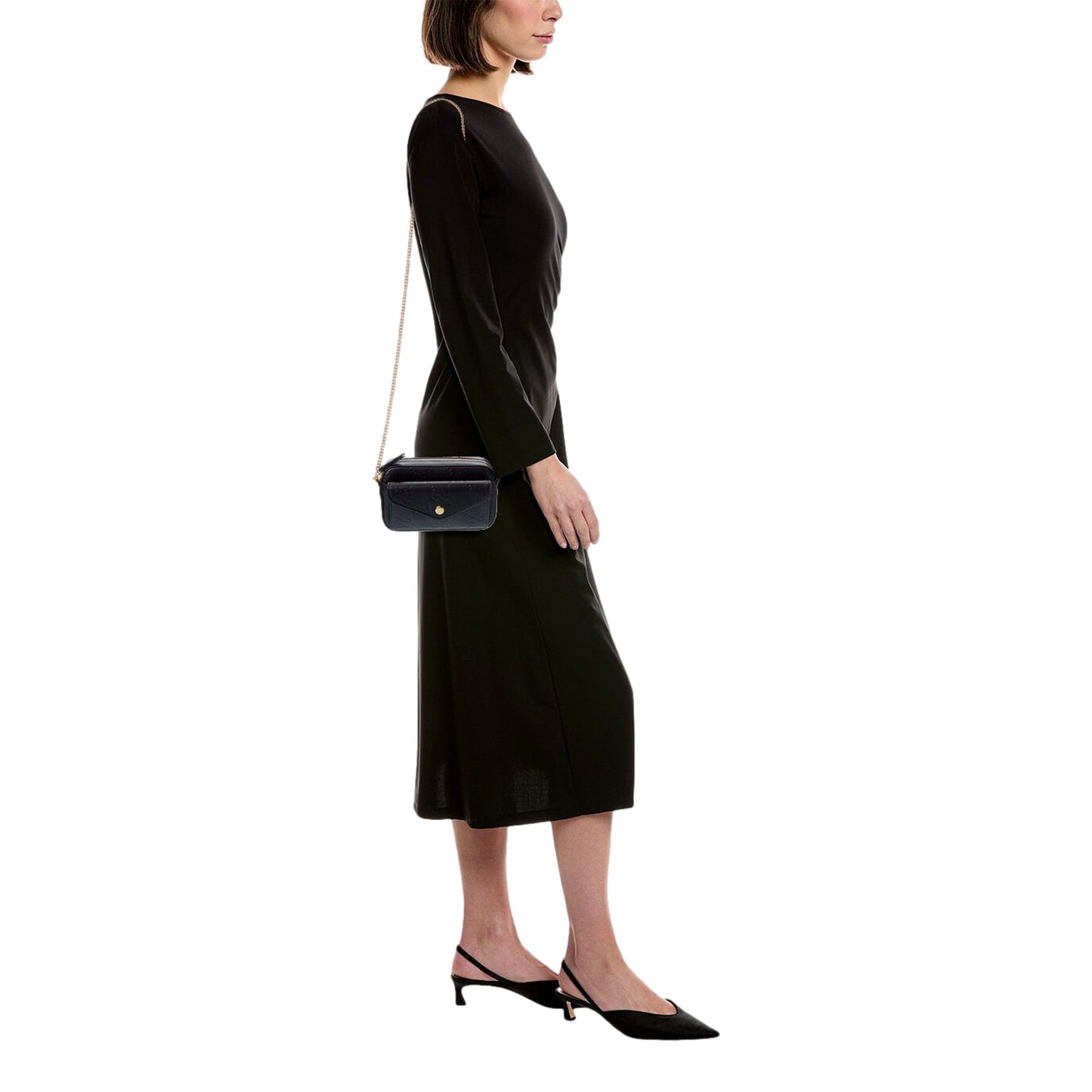 Gucci Gilbert Black Guccissima Leather Double Zip Camera Crossbody Bag Gold Chain - Shop Bags LLC