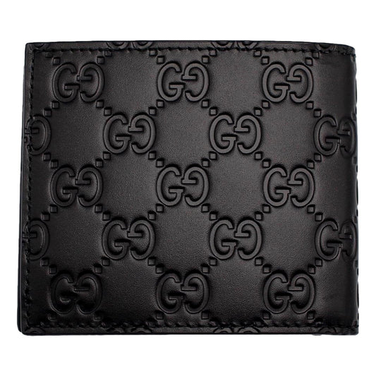 Gucci Guccissima Black Embossed Leather Bifold Wallet Wallets Shop - Shop Bags LLC