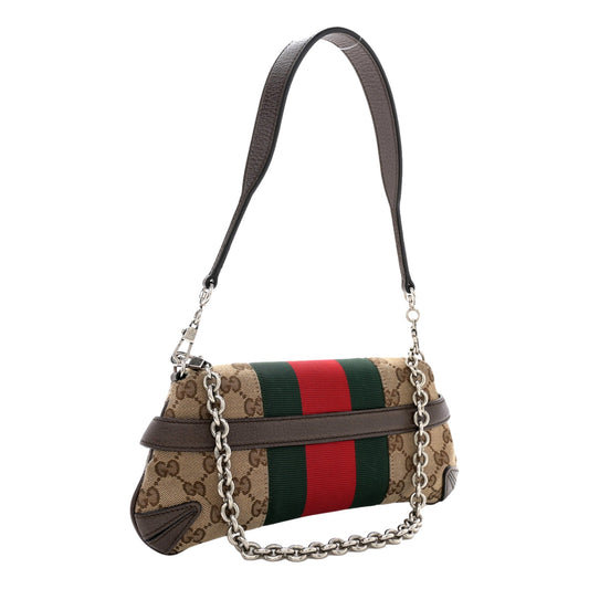Gucci Horsebit Supreme Canvas Web Stripe Small Chain Shoulder Bag - Shop Bags LLC