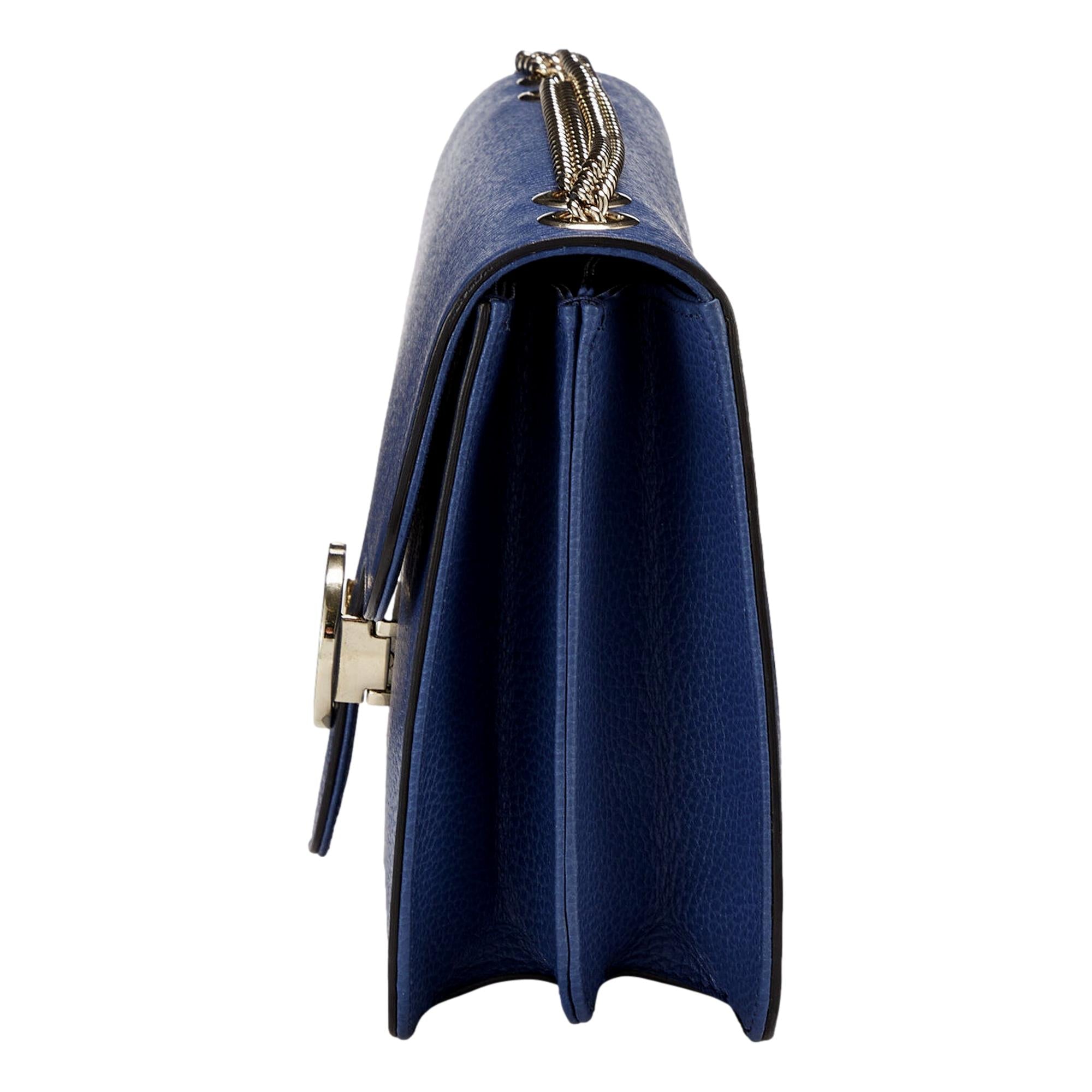 Gucci Leather Medium Chain Shoulder Bag - Elegant & Timeless Blue -   Shop Bags